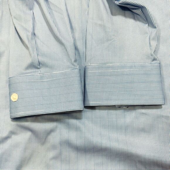 Tom Baine Men’s Blue Plaid Fitted Traveler Dress Shirt Size Small - Picture 9 of 9